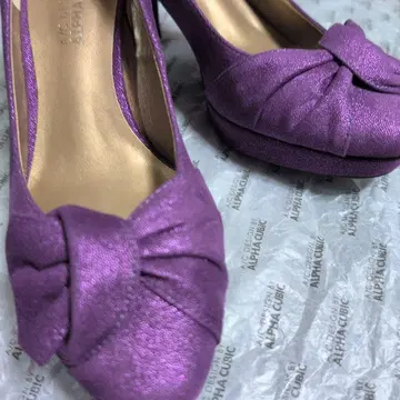 퍼플 글리터 하이힐 리본 포함