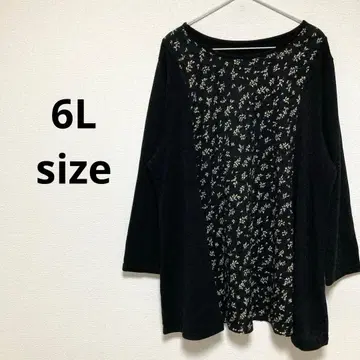 여성용 긴팔 튜닉 꽃무늬 블랙 빅 루즈 6L