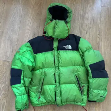 THE NORTH FACE 후드 부착 다운 자켓 그린/블랙