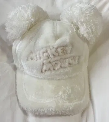 디즈니 미키 캡 화이트 복슬복슬