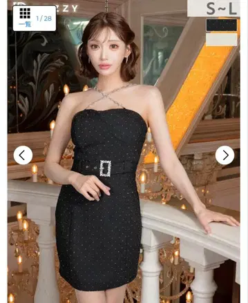 블랙 스트랩리스 드레스 S-L