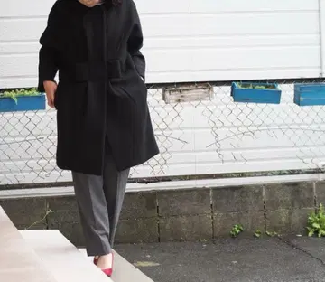 peu pres 슈퍼100 노카라 허리 리본 코트