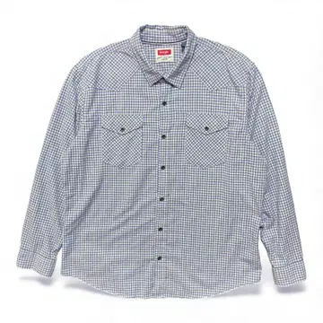 구제 랭글러 코튼 체크 무늬 웨스턴 셔츠 긴팔 셔츠 남성용 XL