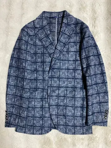 타임세일 DRAGONE 네이비 계열 글렌체크 테일러드 자켓