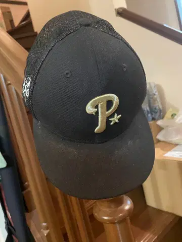 블랙 [ P ] 자수 야구 모자 7 1/4