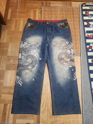 일본풍 패턴 자수 용 데님 불희라방