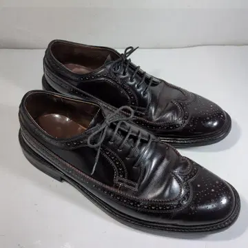 브라운 가죽 윙팁 드레스 슈즈 26EE