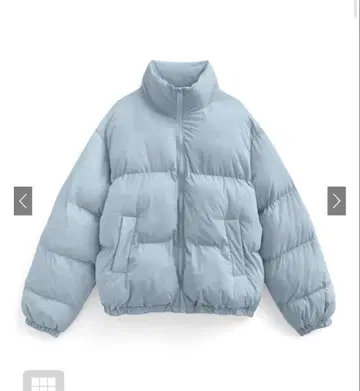 GRL 그레일 스탠드 카라 숏 기장 다운 자켓 블루