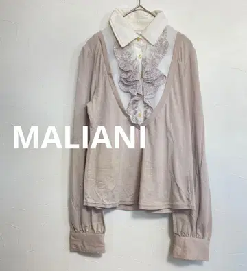 마리아니 프릴 자수 레이어드 스타일 긴팔 핑크 베이지 셔츠