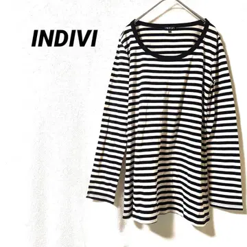 3736K 인디비 보더 티셔츠 긴팔 T셔츠 블랙 롱T M