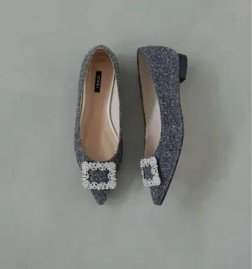 OHGA 오우가 비쥬 트위드 펌프스 플랫슈즈 그레이