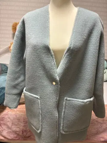 페이크 무스탕 프리 사이즈 라이트 블루 리버서블