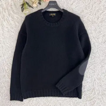 드로어 캐시미어 엘보 패치 니트 블랙