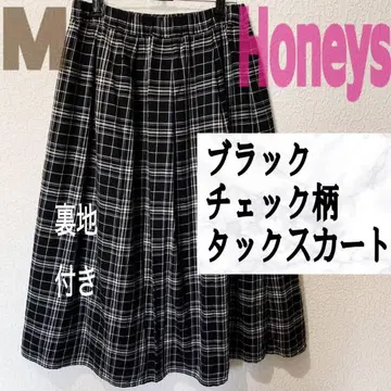 새상품급 Honeys 블랙 체크 무늬 플레어 스커트 M GRL