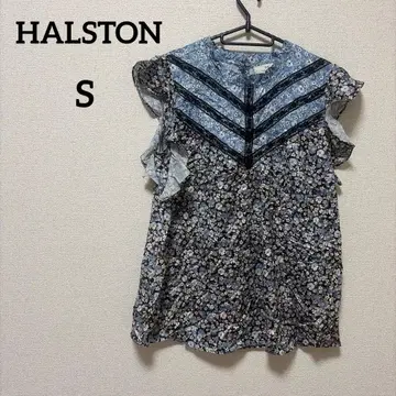 HALSTON [ S ] 플라워 프린트 슬리브리스 셔츠