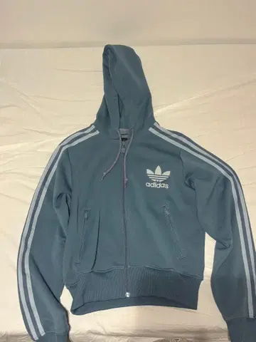 adidas 후드 부착 자켓 파랑
