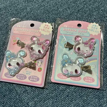 모자 꽁지 드롭 앞머리 클립 캔디 트윈즈 2개 세트