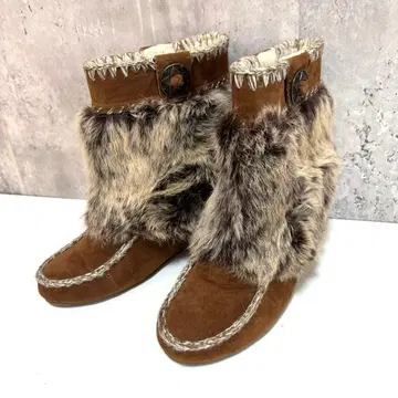 새상품급 에스닉 퍼 부츠 브라운 L 사이즈 내 보아