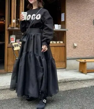 NOSTALGIA 오간자 스커트 블랙 미즈노 사에 콜라보