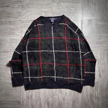 [ 90's ] NAUTICA 체크 무늬 코튼 니트 스웨터 L 사이즈