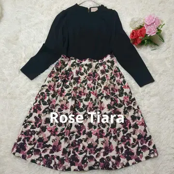 컨디션 최상 로즈 티아라 도킹 꽃무늬 원피스 XL 블랙