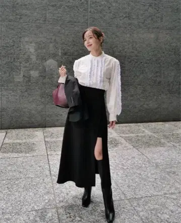 [택 포함 미사용 새상품] anuans 비대칭 레이어드 스커트