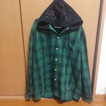 XLARGE 후드 부착 플란넬 셔츠 L 사이즈