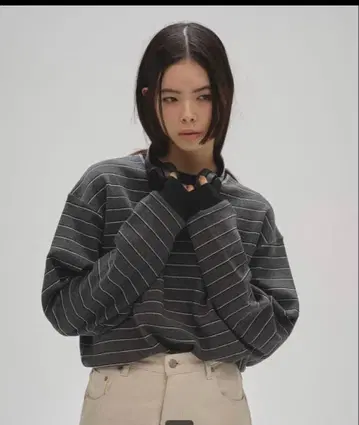 todayful Border Long T-shirts 차콜 그레이