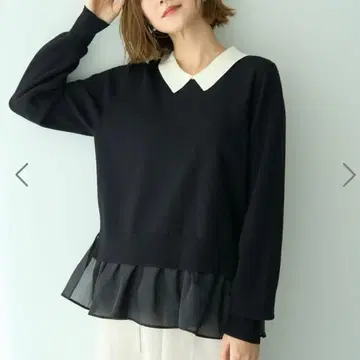 2way 카라 부착 프릴 레이어드 니트