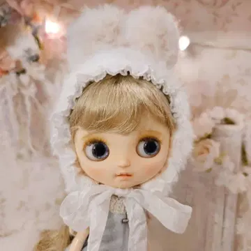 미디 브라이스, 미디 아이시 인형용 화이트 복슬복슬 토끼 귀 모자