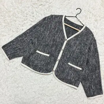 SUREVE 트위드풍 가디건 빈티지 버튼 통통 (4L)