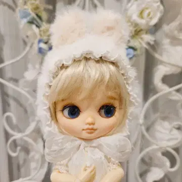 미디 브라이스, 미디 아이시 인형용 화이트 복슬복슬 토끼 귀 모자