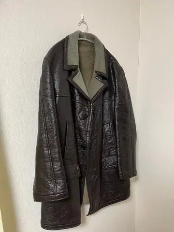 다크 브라운 가죽 코트 자켓 오버 사이즈