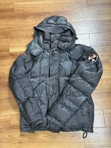 NAPAPIJRI 다운 자켓 그레이 후드 부착