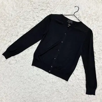 UNTITLED 고품질 가디건 크루넥 얇은 소재 무지 블랙