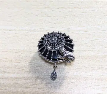 록잔 SV 오닉스 개구리 브로치 펜던트 탑 SV925