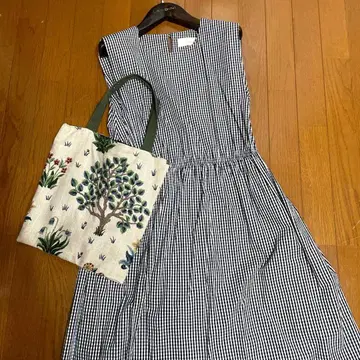 Lintu Laulu 깅엄 체크 슬리브리스 원피스 프리 사이즈