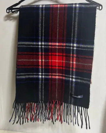 캐시미어 체크 무늬 프린지 달린 머플러