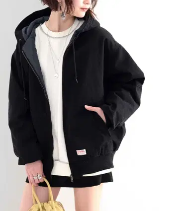 JaVa 후드 부착 블랙 자켓