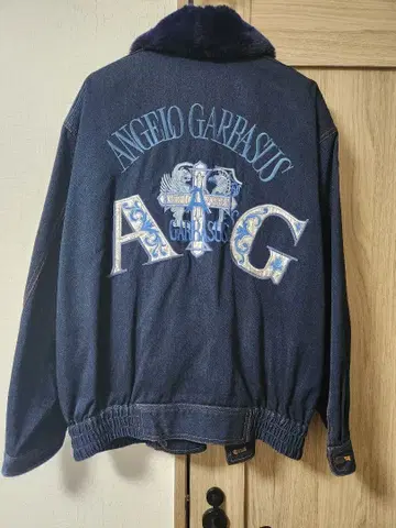 ANGELLO GARRASUS 자수 봄버 자켓 네이비