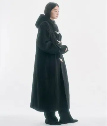 FEKETE high-neck 하이 후드 롱 더플 코트 S 사이즈