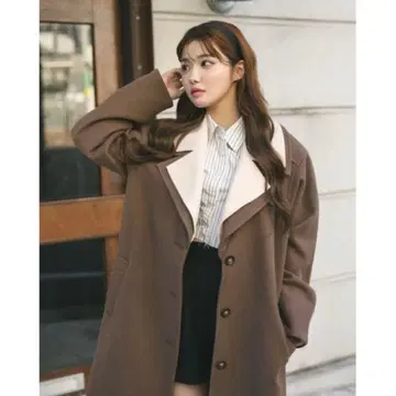 MIEL CRISHUNANT 레이어드 스타일 바이컬러 롱 코트