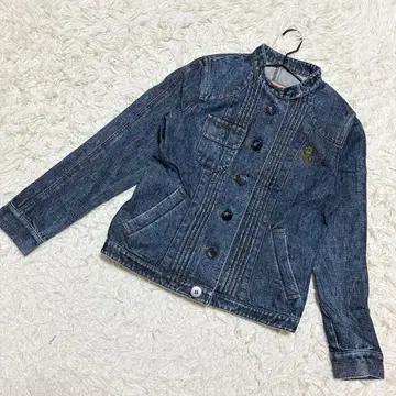 BETTY'S BLUE 고품질 데님 자켓 스탠드 카라 세로 플리츠