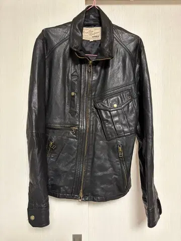 AVIREX 블랙 가죽 라이더 자켓 L