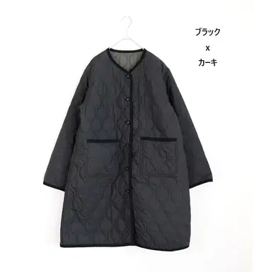 폰데샤론 퀼팅 리버서블 코트. 블랙 카키