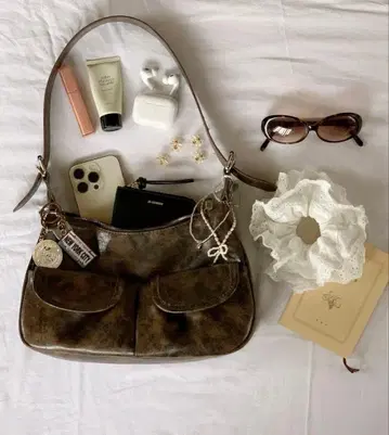 nugu daisy 더블 포켓 가죽 백