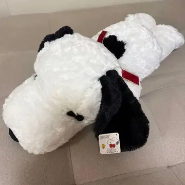 스누피 BIG 누워있는 봉제 인형 빨간색 리본 BIG