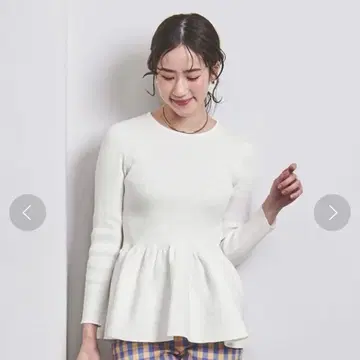 UNITED ARROWS 유나이티드 애로우즈 P 페플럼 니트 화이트