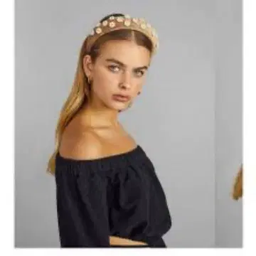 AVENUE 아베뉴 플라워 장식 베이지 머리띠