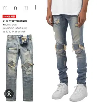 mnml X162 스트레치 데님 32인치 인디고 라이트 블루